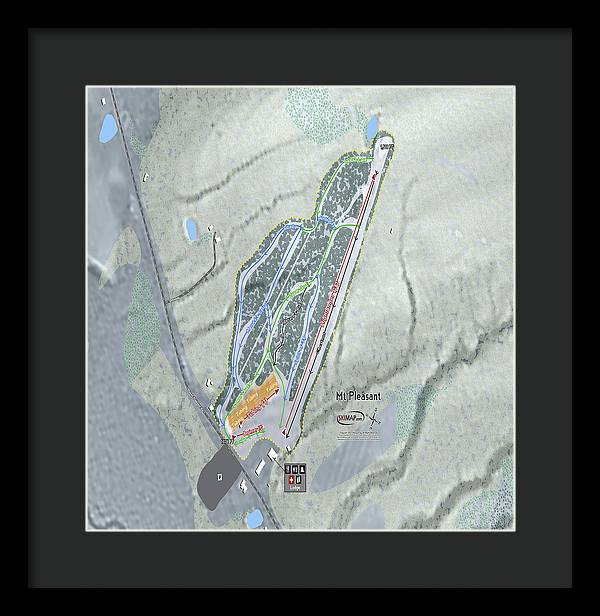 Mt Pleasant Ski Trail Map - Framed Print - Powderaddicts