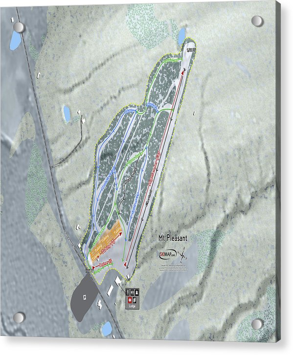 Mt Pleasant Ski Trail Map - Acrylic Print - Powderaddicts