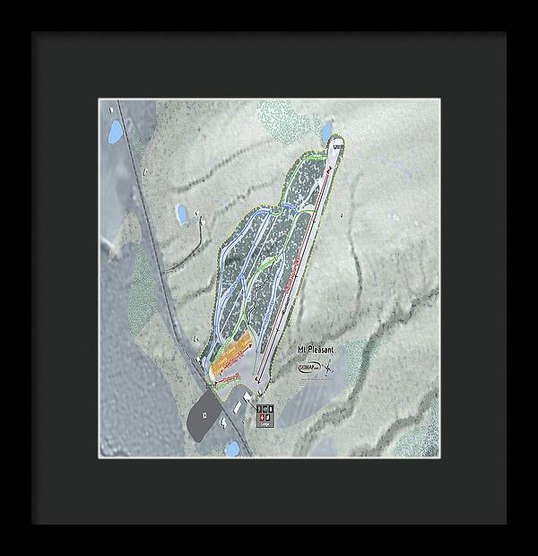 Mt Pleasant Ski Trail Map - Framed Print - Powderaddicts