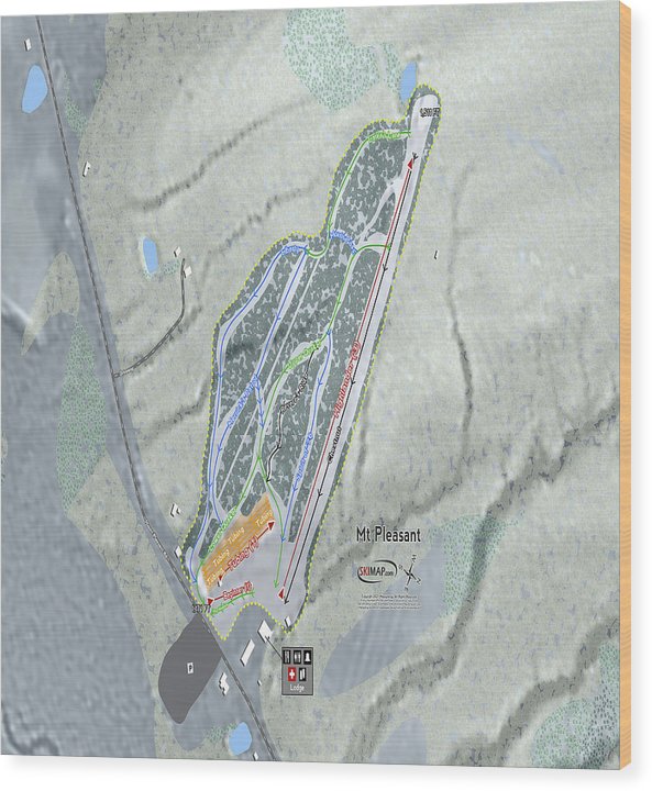 Mt Pleasant Ski Trail Map - Wood Print - Powderaddicts