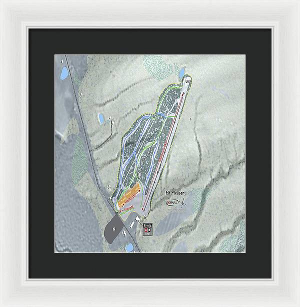 Mt Pleasant Ski Trail Map - Framed Print - Powderaddicts