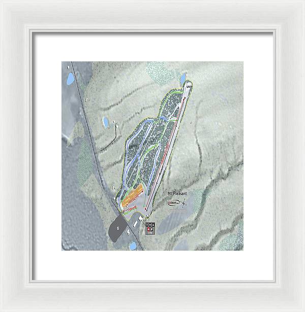 Mt Pleasant Ski Trail Map - Framed Print - Powderaddicts