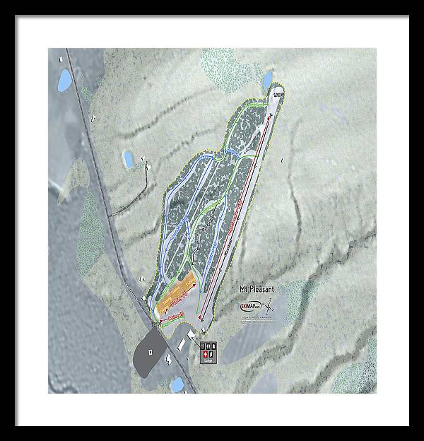 Mt Pleasant Ski Trail Map - Framed Print - Powderaddicts