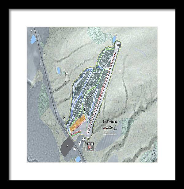 Mt Pleasant Ski Trail Map - Framed Print - Powderaddicts