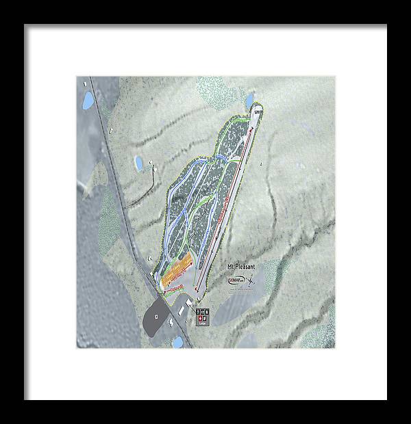 Mt Pleasant Ski Trail Map - Framed Print - Powderaddicts