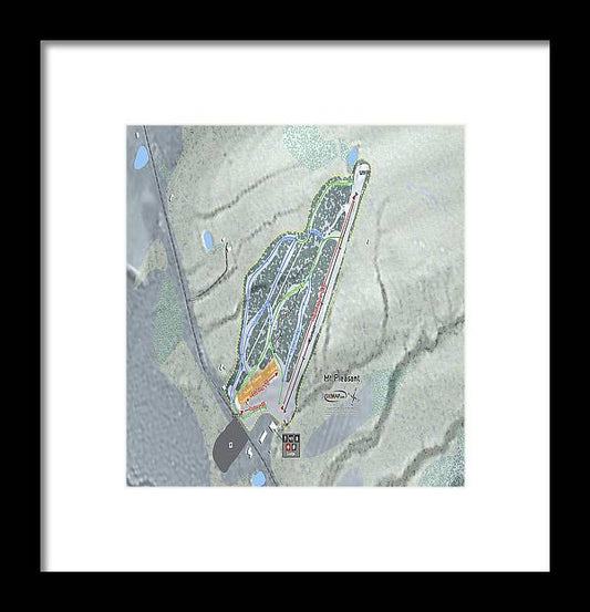 Mt Pleasant Ski Trail Map - Framed Print - Powderaddicts