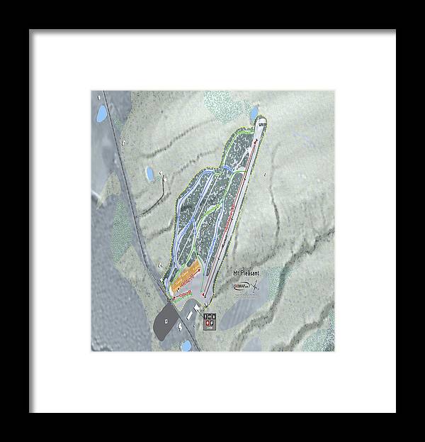 Mt Pleasant Ski Trail Map - Framed Print - Powderaddicts