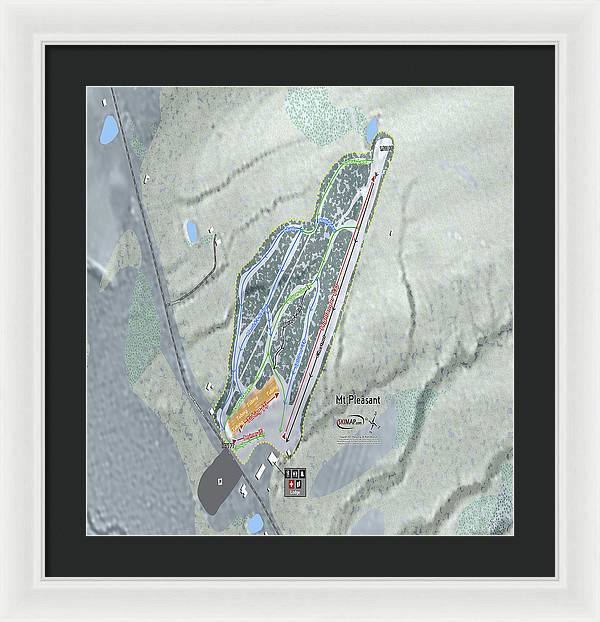 Mt Pleasant Ski Trail Map - Framed Print - Powderaddicts