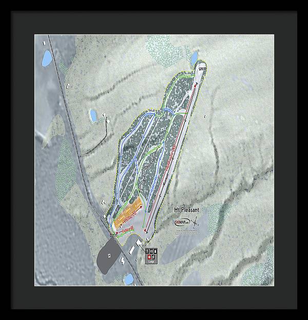 Mt Pleasant Ski Trail Map - Framed Print - Powderaddicts