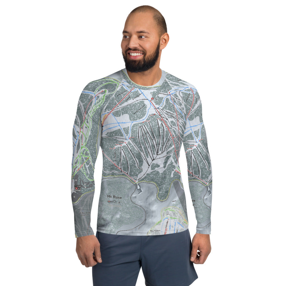Mt Rose, Nevada Ski Trail Map Men's Base Layer Top - Powderaddicts