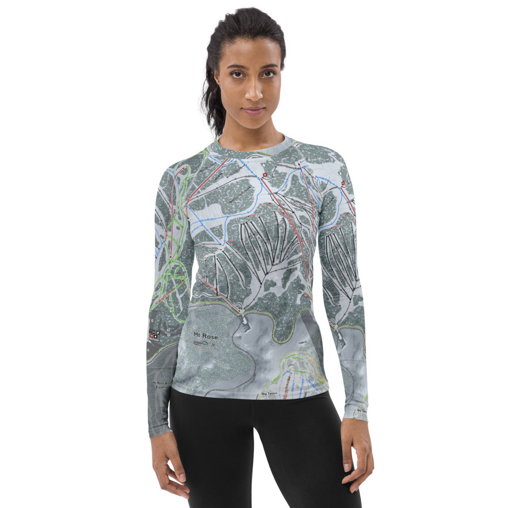 Mt Rose, Nevada Ski Trail Map Women's Base Layer Top