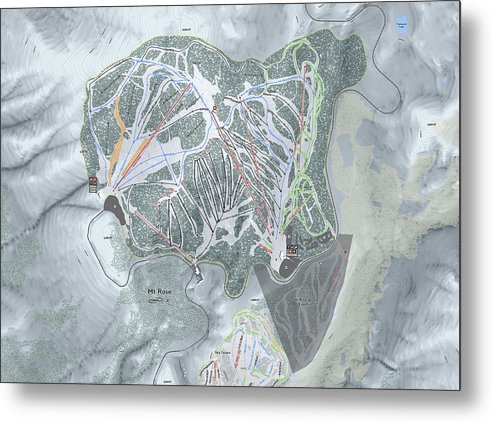 Mt Rose Ski Trail Map - Metal Print - Powderaddicts