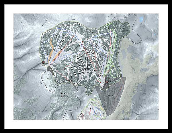 Mt Rose Ski Trail Map - Framed Print - Powderaddicts