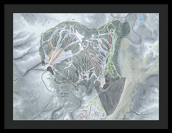 Mt Rose Ski Trail Map - Framed Print - Powderaddicts