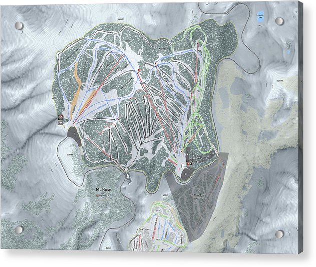 Mt Rose Ski Trail Map - Acrylic Print - Powderaddicts