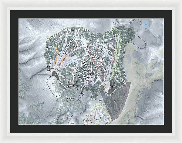 Mt Rose Ski Trail Map - Framed Print - Powderaddicts