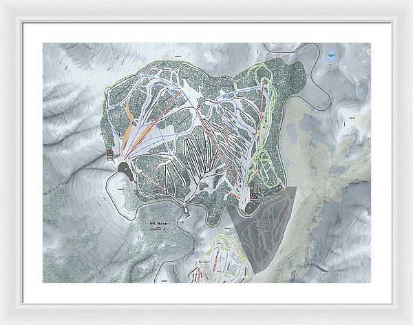 Mt Rose Ski Trail Map - Framed Print - Powderaddicts