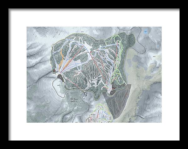 Mt Rose Ski Trail Map - Framed Print - Powderaddicts