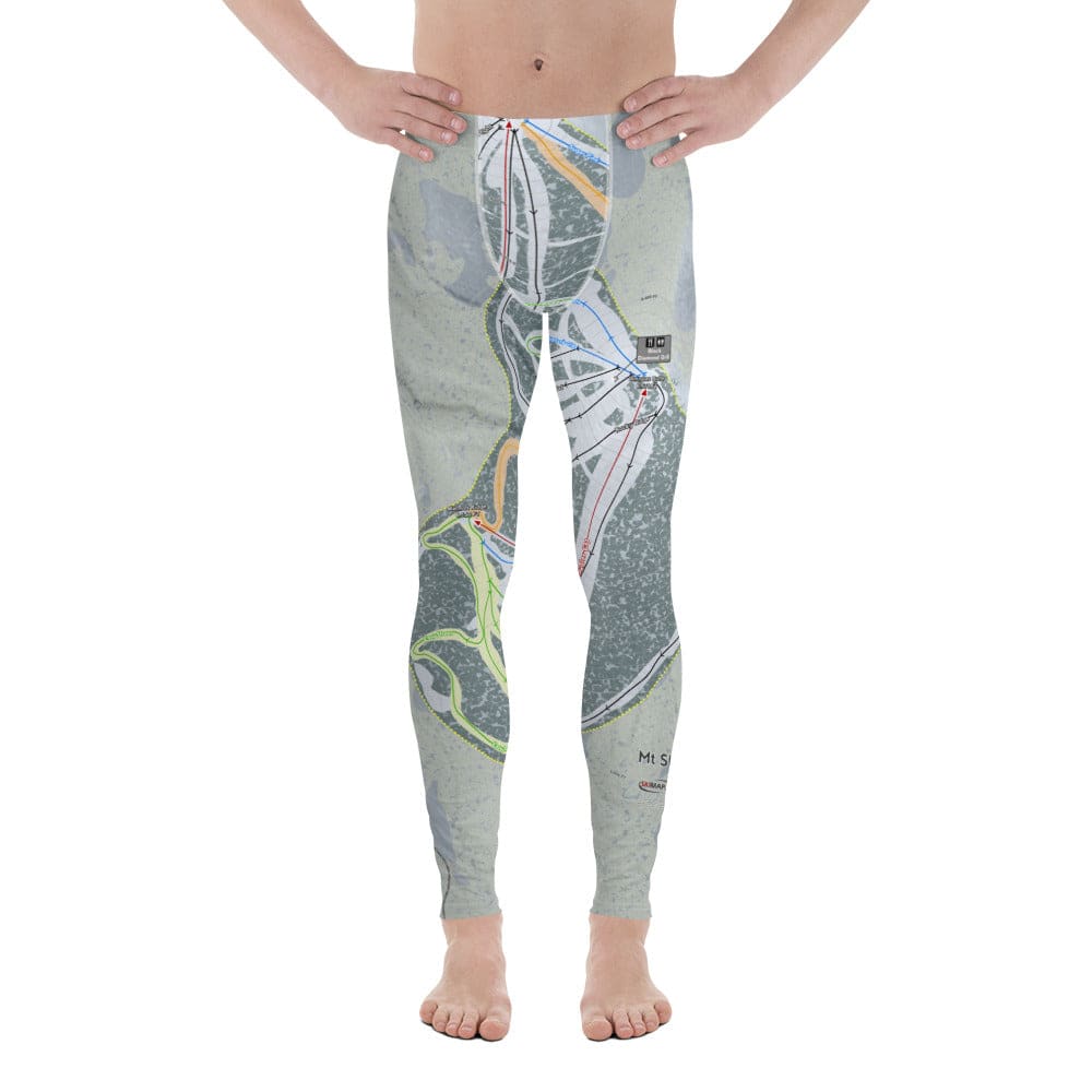 Mt Shasta, California Ski Trail Map Men's Base Layer Bottom - Powderaddicts