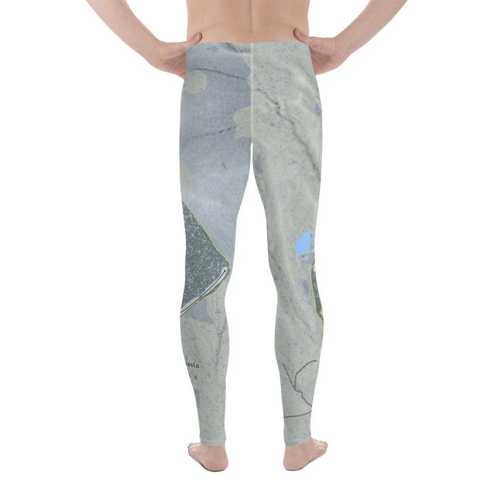 Mt Shasta, California Ski Trail Map Men's Base Layer Bottom - Powderaddicts