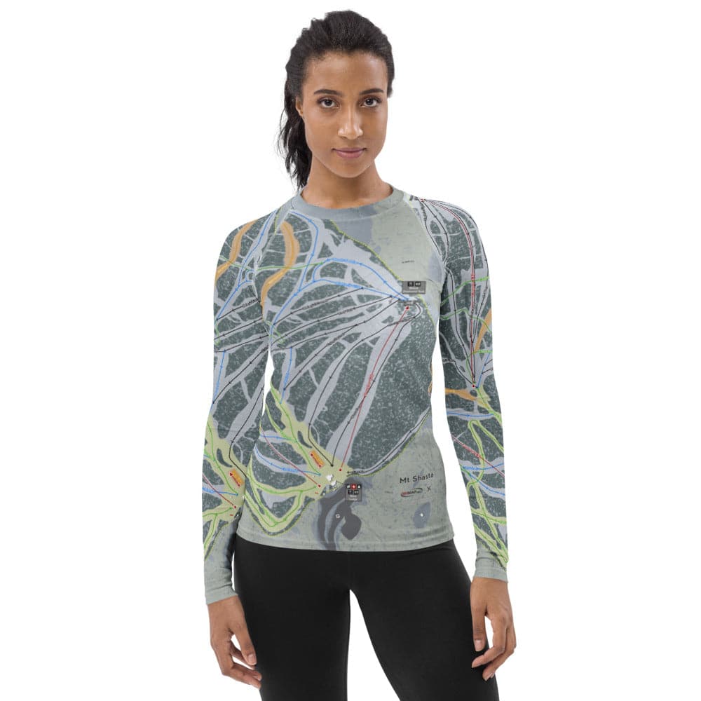 Mt Shasta, California Ski Trail Map Women's Base Layers