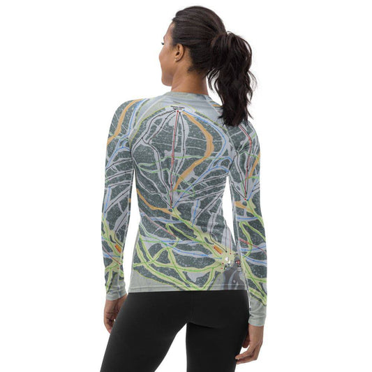 Mt Shasta, California Ski Trail Map Women's Base Layer Top - Powderaddicts