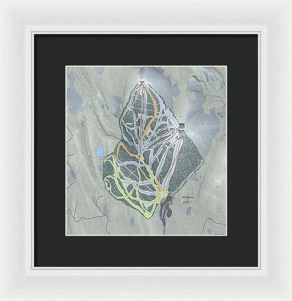 Mt Shasta Ski Trail Map - Framed Print - Powderaddicts