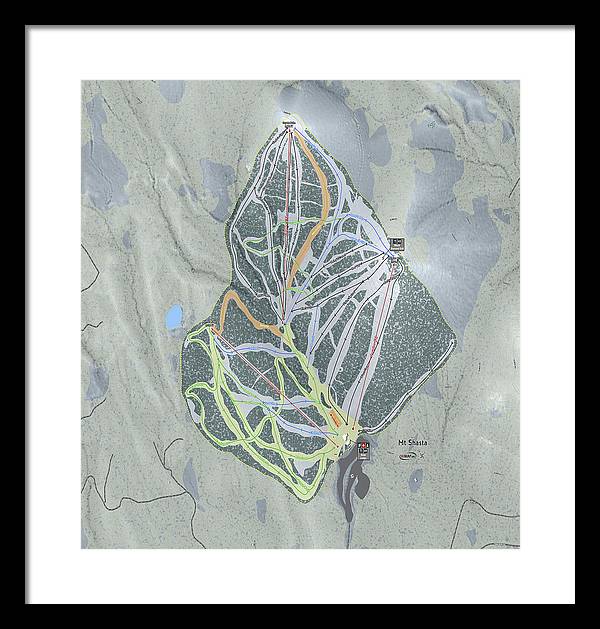 Mt Shasta Ski Trail Map - Framed Print - Powderaddicts