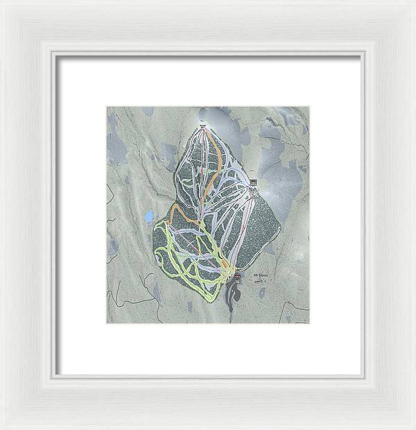 Mt Shasta Ski Trail Map - Framed Print - Powderaddicts