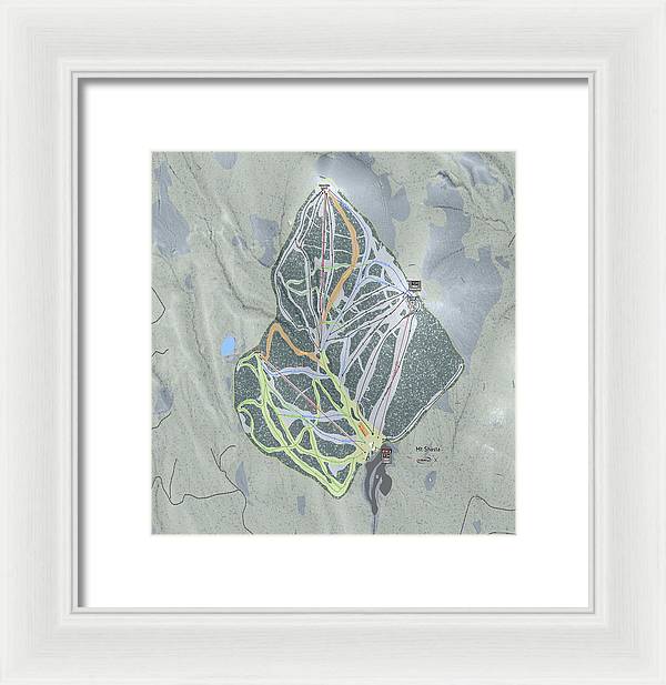 Mt Shasta Ski Trail Map - Framed Print - Powderaddicts