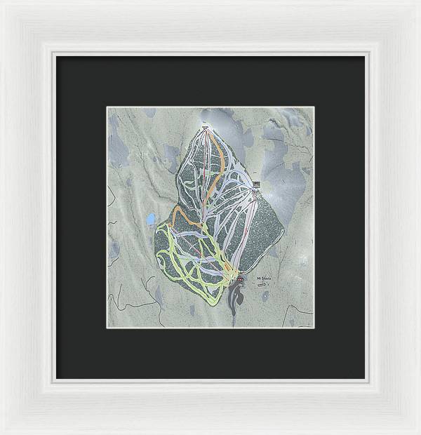 Mt Shasta Ski Trail Map - Framed Print - Powderaddicts
