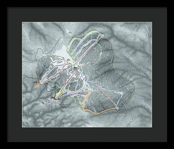 Mt Spokane Ski Trail Map - Framed Print - Powderaddicts