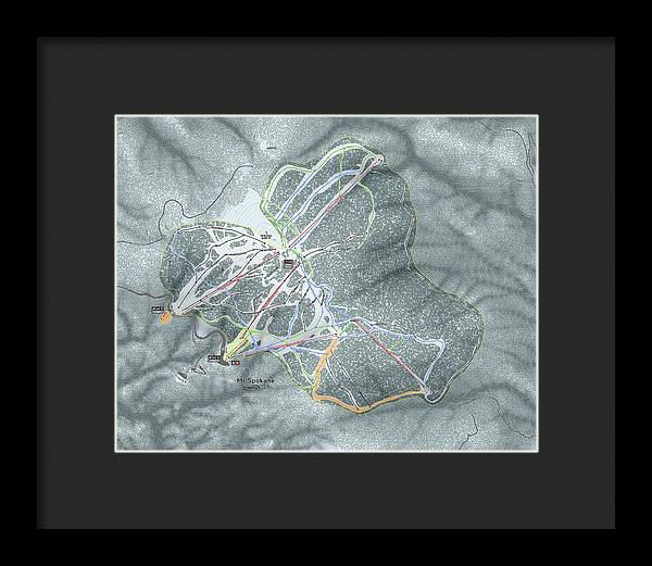Mt Spokane Ski Trail Map - Framed Print - Powderaddicts