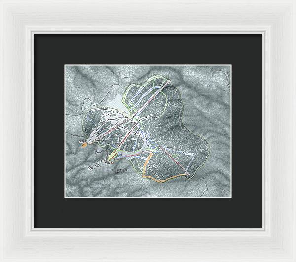 Mt Spokane Ski Trail Map - Framed Print - Powderaddicts