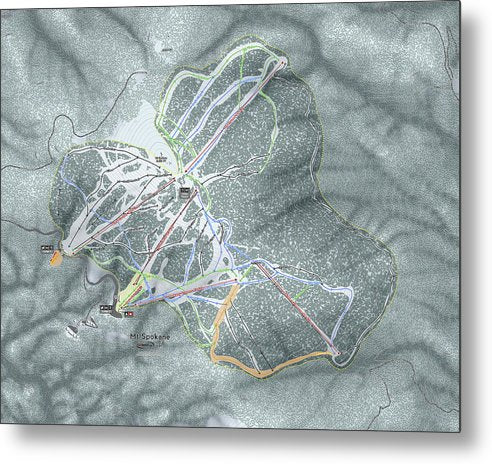 Mt Spokane Ski Trail Map - Metal Print - Powderaddicts