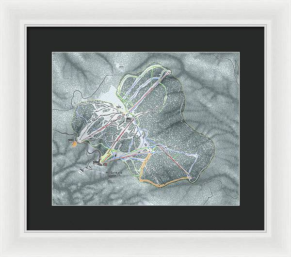 Mt Spokane Ski Trail Map - Framed Print - Powderaddicts