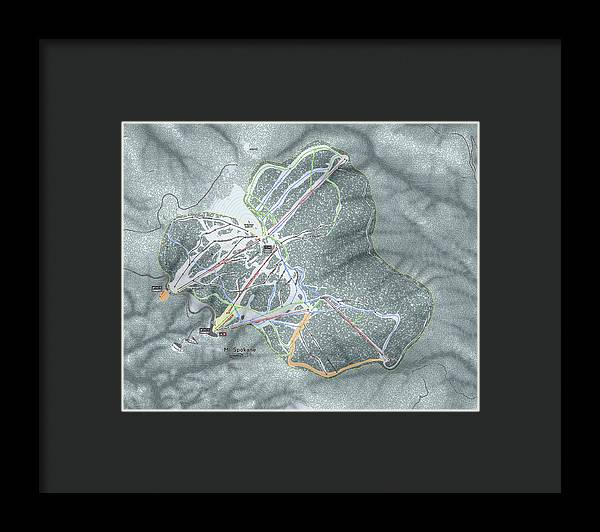 Mt Spokane Ski Trail Map - Framed Print - Powderaddicts