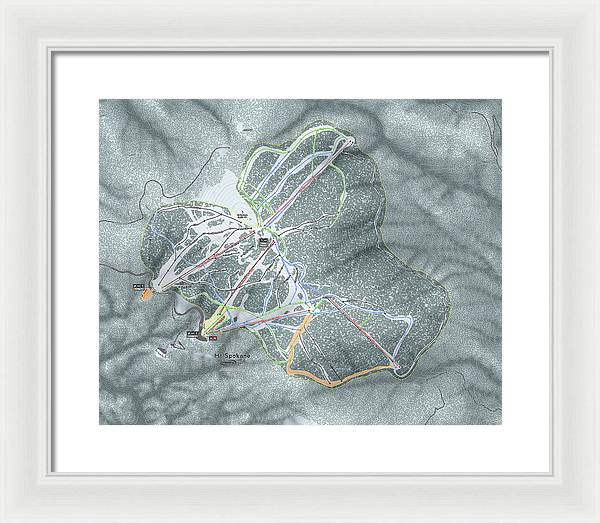 Mt Spokane Ski Trail Map - Framed Print - Powderaddicts