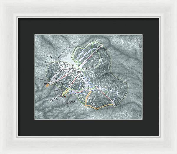Mt Spokane Ski Trail Map - Framed Print - Powderaddicts