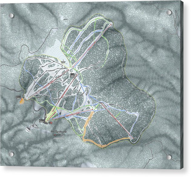 Mt Spokane Ski Trail Map - Acrylic Print - Powderaddicts