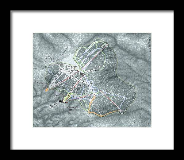 Mt Spokane Ski Trail Map - Framed Print - Powderaddicts
