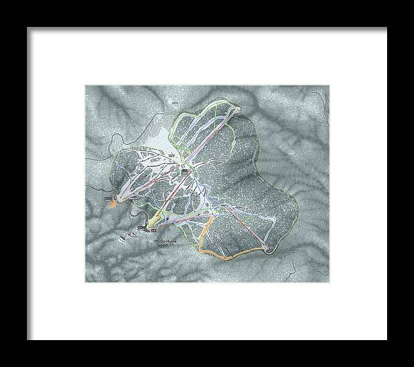 Mt Spokane Ski Trail Map - Framed Print - Powderaddicts