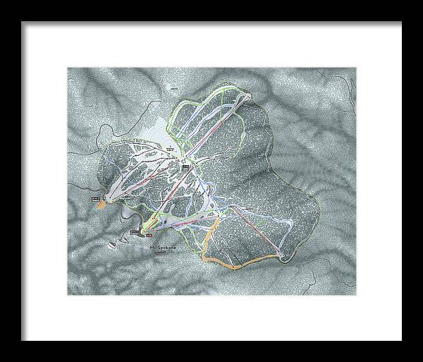 Mt Spokane Ski Trail Map - Framed Print - Powderaddicts