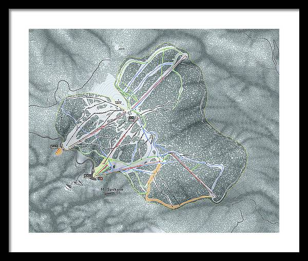 Mt Spokane Ski Trail Map - Framed Print - Powderaddicts