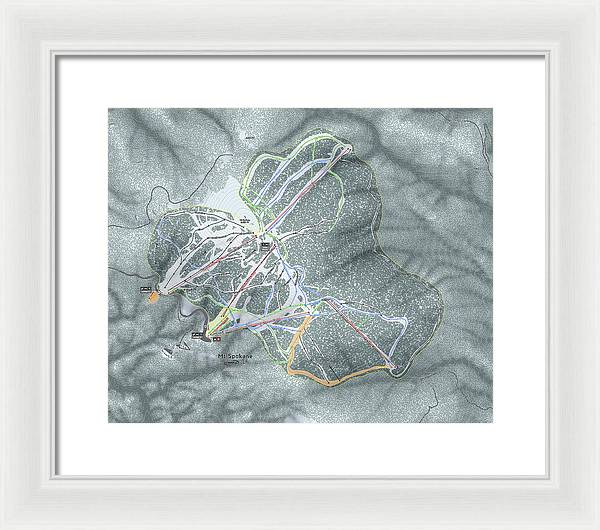 Mt Spokane Ski Trail Map - Framed Print - Powderaddicts