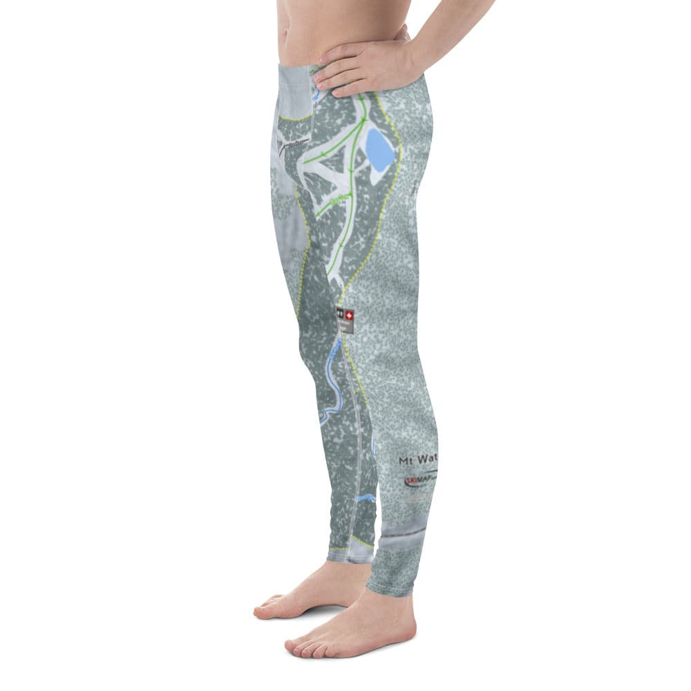 Mt Waterman, California Ski Trail Map Men's Base Layer Bottom - Powderaddicts
