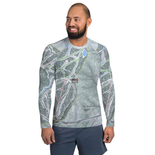 Mt Waterman, California Ski Trail Map Men's Base Layer Top - Powderaddicts