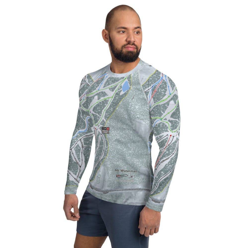 Mt Waterman, California Ski Trail Map Men's Base Layer Top - Powderaddicts