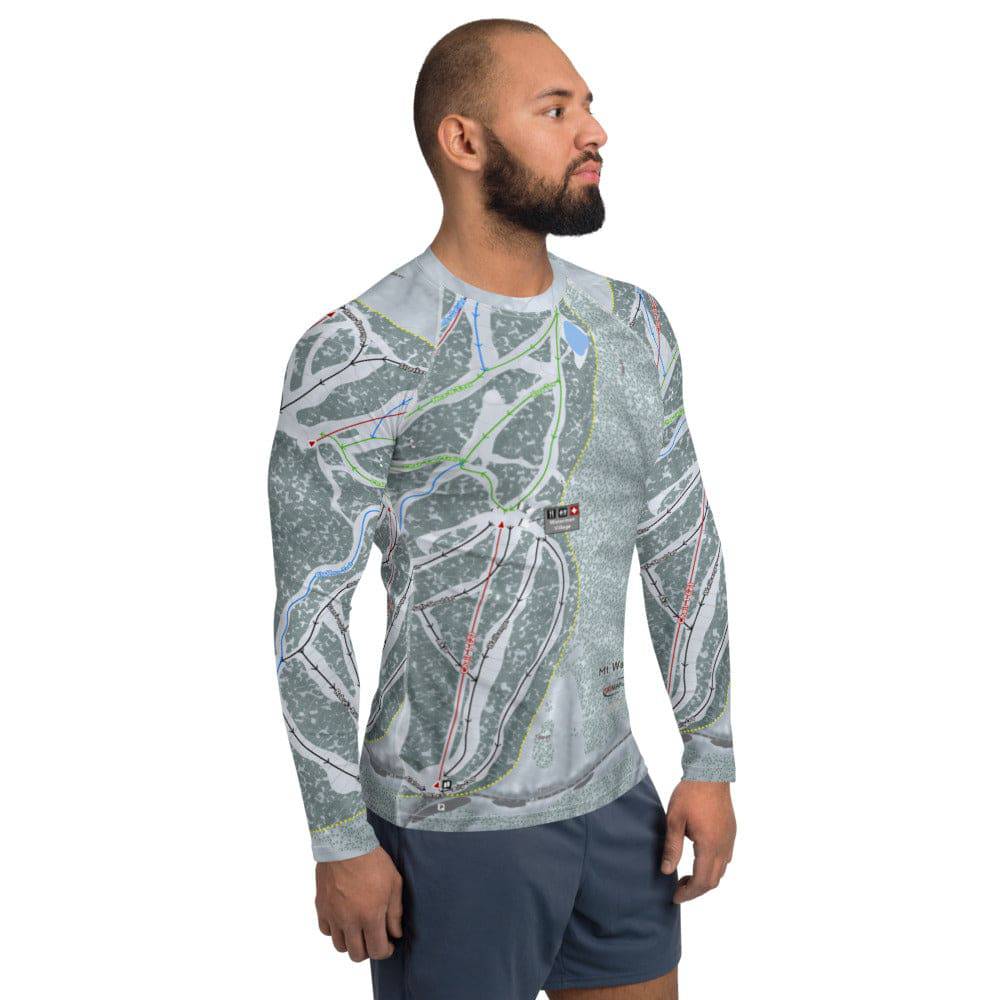 Mt Waterman, California Ski Trail Map Men's Base Layer Top - Powderaddicts