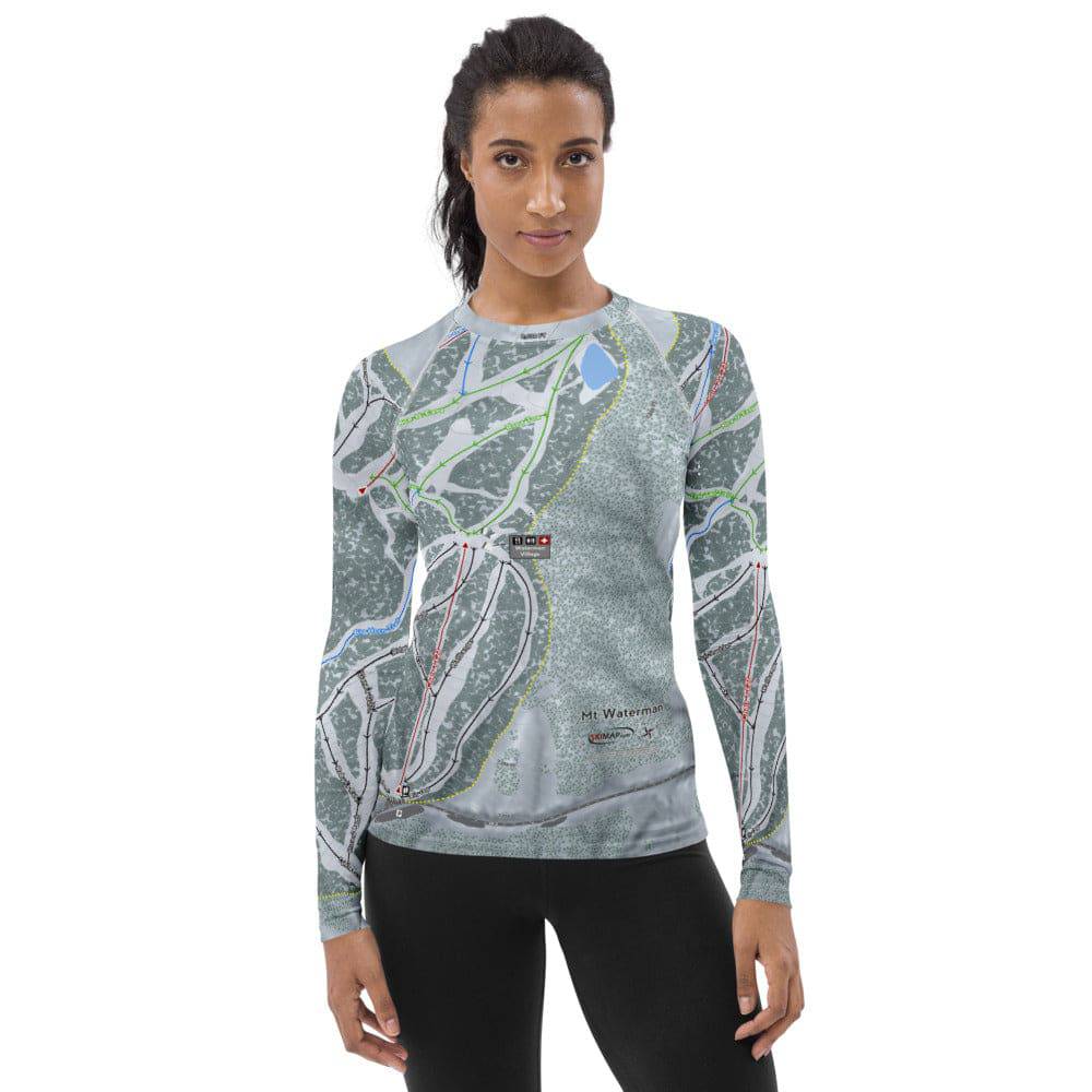 Mt Waterman, California Ski Trail Map Women's Base Layer Top